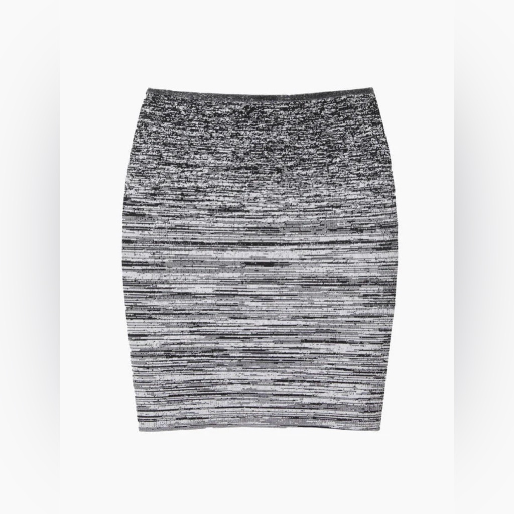 Alexander Wang Black & White Marled Knit Pencil Skirt